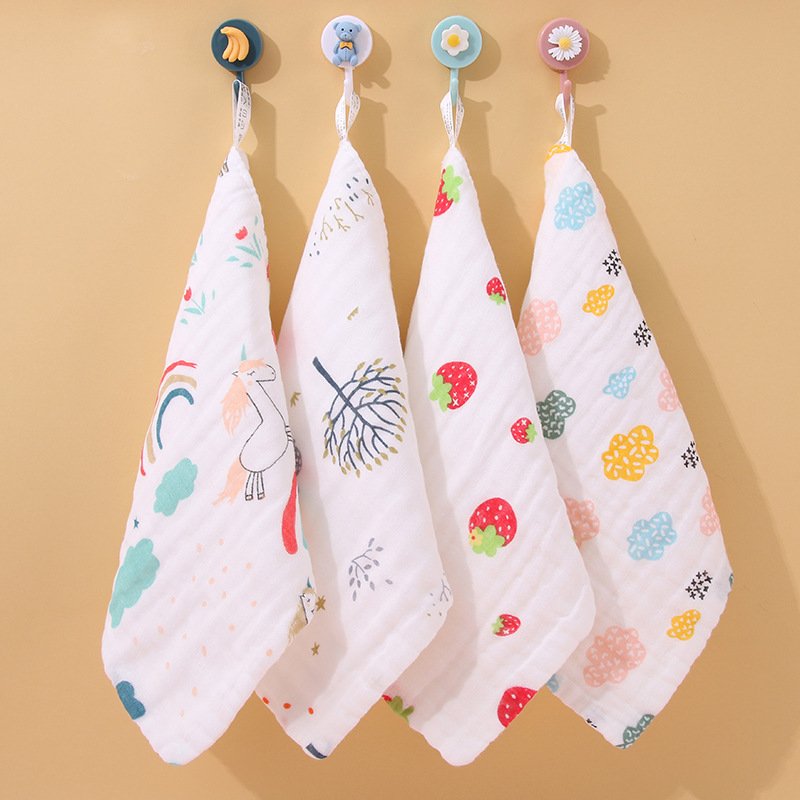 Face Hand Bathing Towel Feeding Square Towels Handkerchief Newborn Baby Infant Cartoon 100 Cotton Gauze 6 Layers