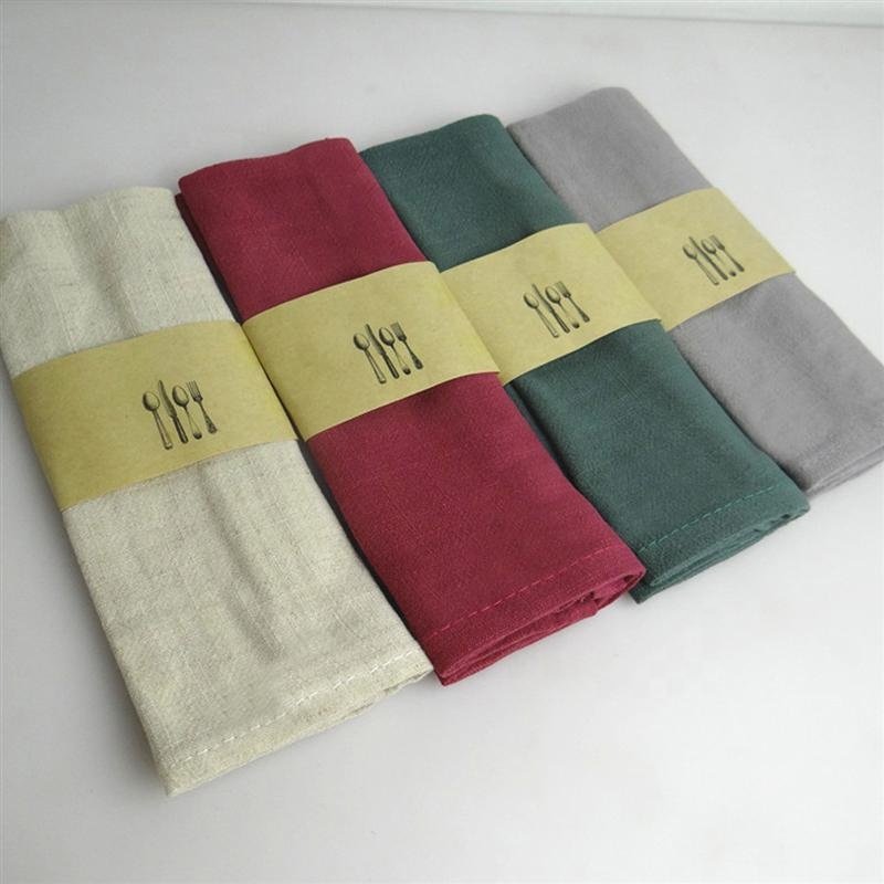 Dinner Table Napkin Linen Cloth Kitchen Napkins Tea Mats Dish Fabric Pocket Handkerchief Wedding Party Use Napkin