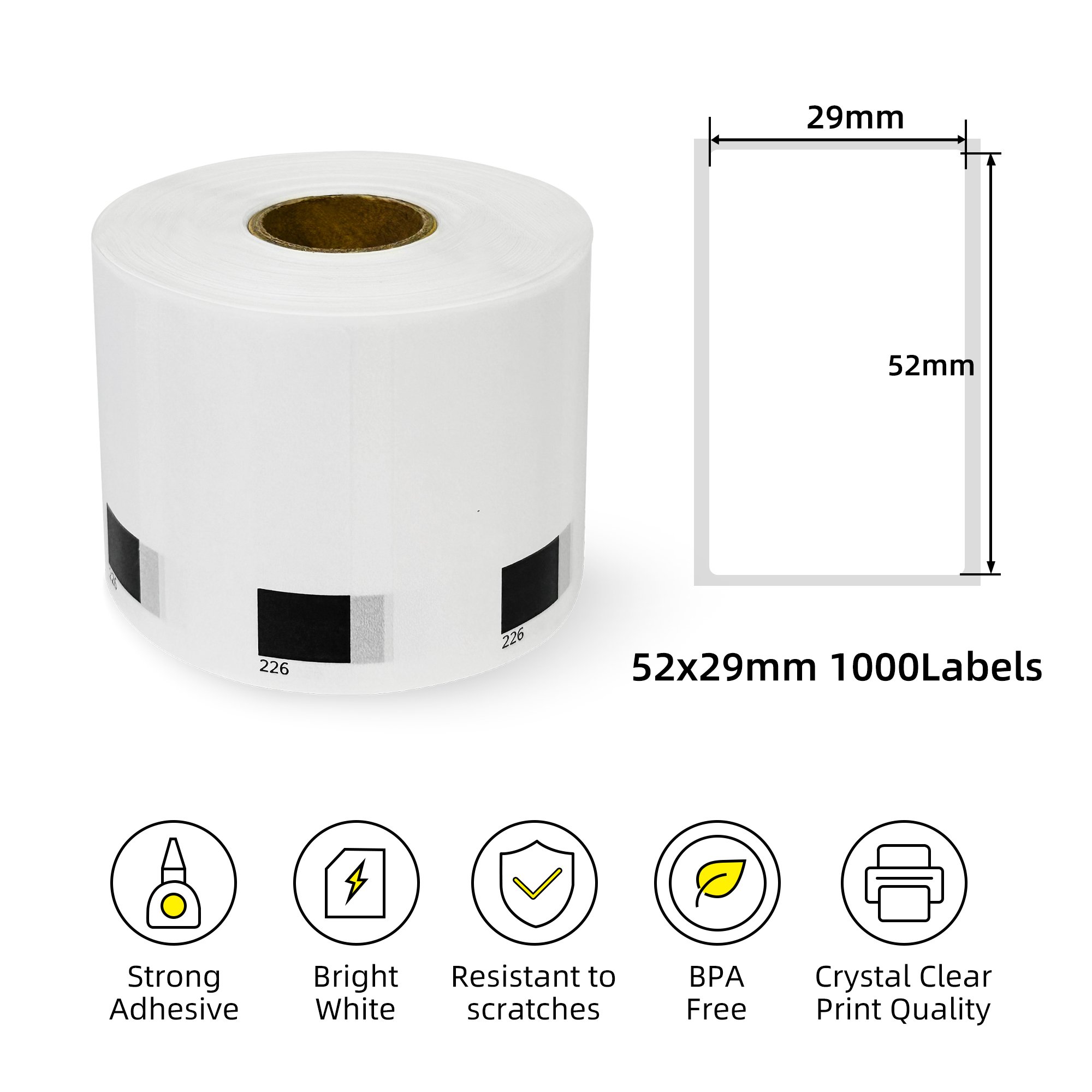 Dk-11226 Black on White 52X29mm Compatible Brother Label with Cartridge Unit Pack