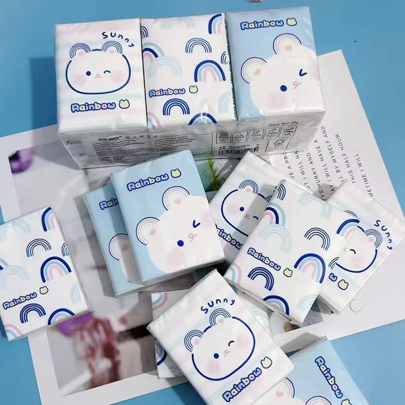 Mini Bear Pocket Tissues Travel Tissues Cute Bear Dry & Wet Dual Purpose Paper Handkerchief Portable Tissue