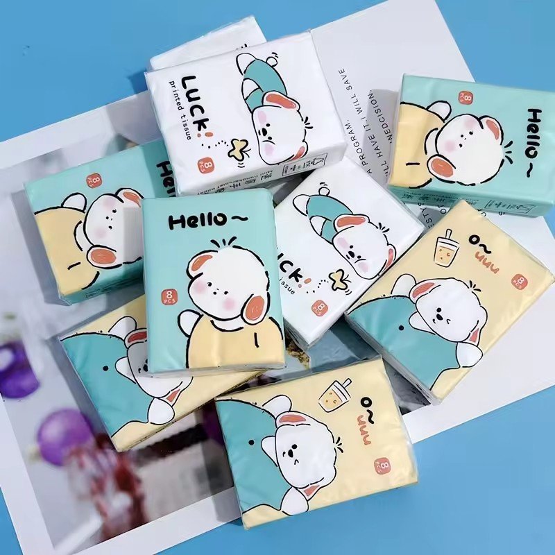 Mini Bear Pocket Tissues Travel Tissues Cute Bear Dry & Wet Dual Purpose Paper Handkerchief Portable Tissue