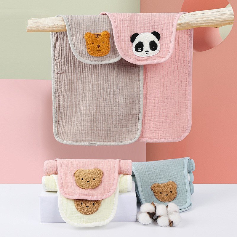 Cute Cotton Baby Sweat Towel Children's Back Towel Gauze Handkerchief Boys Girls Toddler Backing Cloth Absorbent Cotton Towel