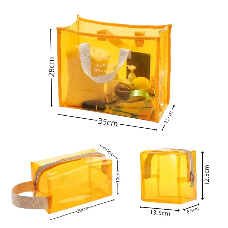 In Stock Beach Tote Bag Summer Swimming Clothes Storage Fashion Travel Jelly Clear PVC Bag Waterproof Plastic Bag
