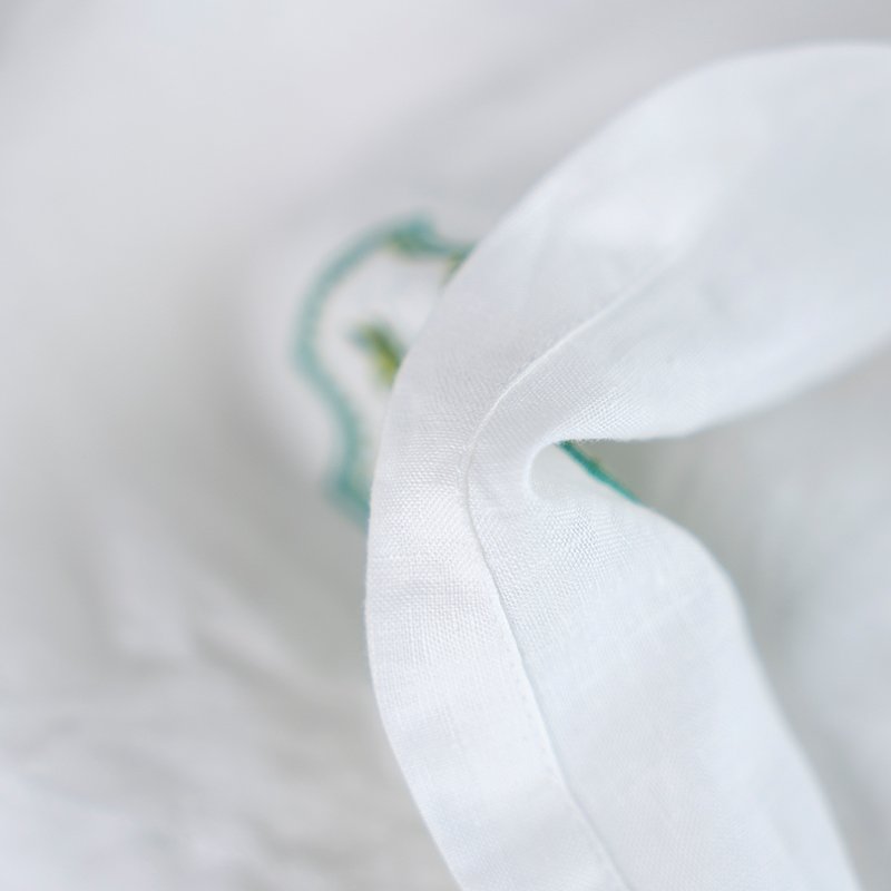 custom white embroidery edging linen table napkin embroidered logo organic pure 100 linen dinner napkins