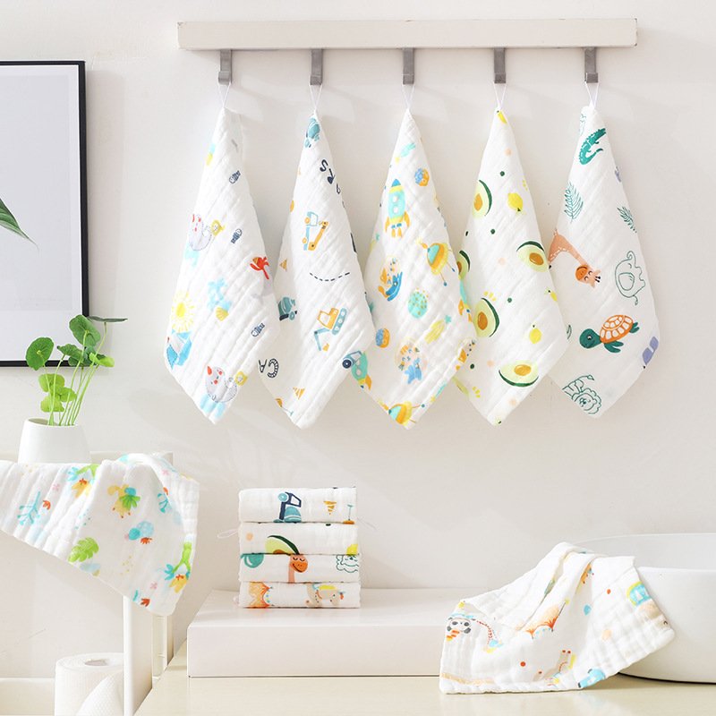 child square towel high density 6 layer cotton yarn towel baby cotton washcloth skin friendly and breathable bib manufacturer