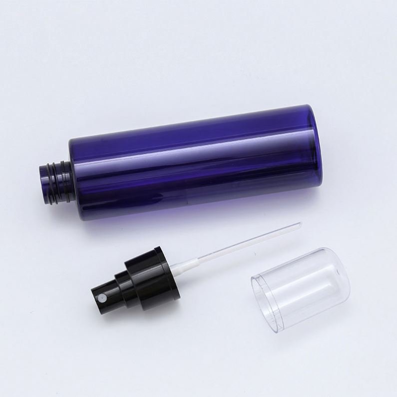 Hot Sale Cosmetic Container 100ml 200ml 250ml Transparent Amber Blue Green Plastic Perfume Spray Bottle With Mist Pump Cap
