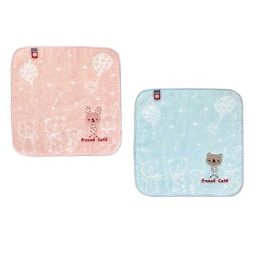 "Anano Cafe" Towel Handkerchiefs -PINK and BLUE- Imabari Towel "Made in Japan"