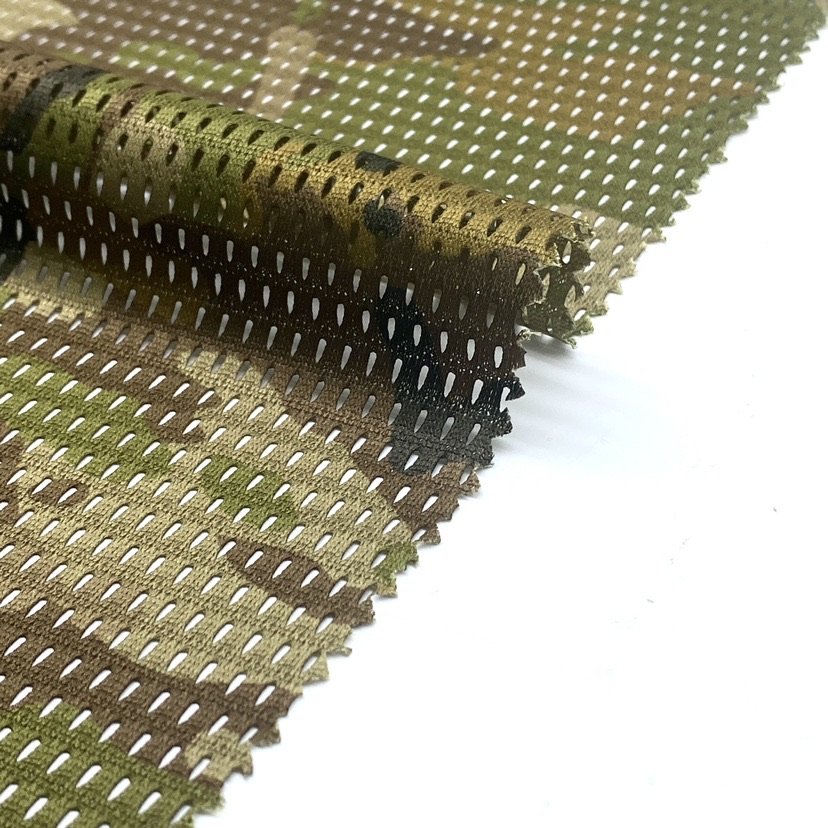 Printed 100% Polyester Mesh Fabric for Camouflage caps clothing pants shorts