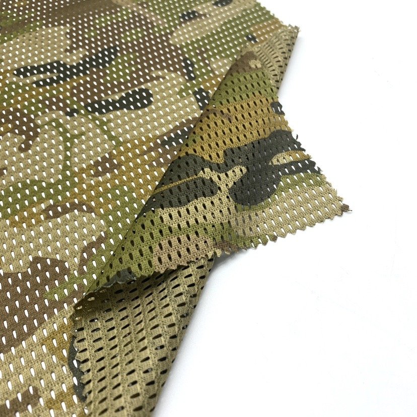 Printed 100% Polyester Mesh Fabric for Camouflage caps clothing pants shorts
