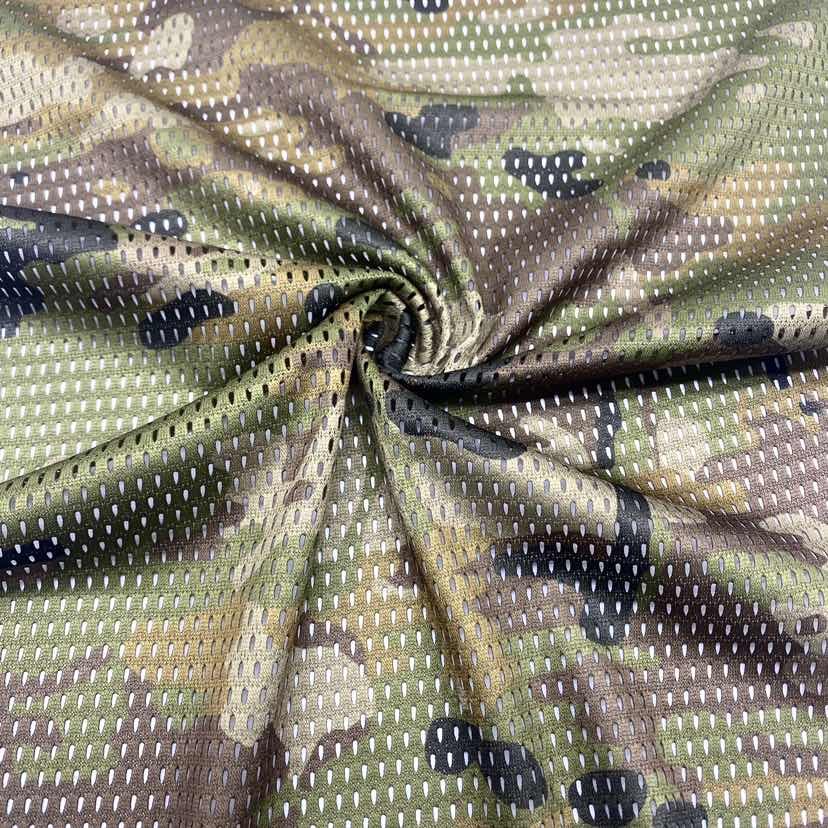 Printed 100% Polyester Mesh Fabric for Camouflage caps clothing pants shorts