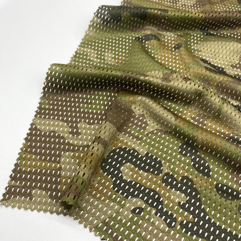 Printed 100% Polyester Mesh Fabric for Camouflage caps clothing pants shorts