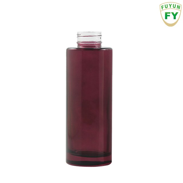 Fuyun Small quantity 100ml flat shoulder glass bottle with black cap for skincare