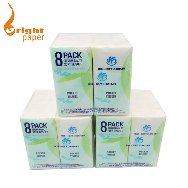 Customized high quality 8-15 sheets mini facial pocket tissue paper stocklot handkerchief paper
