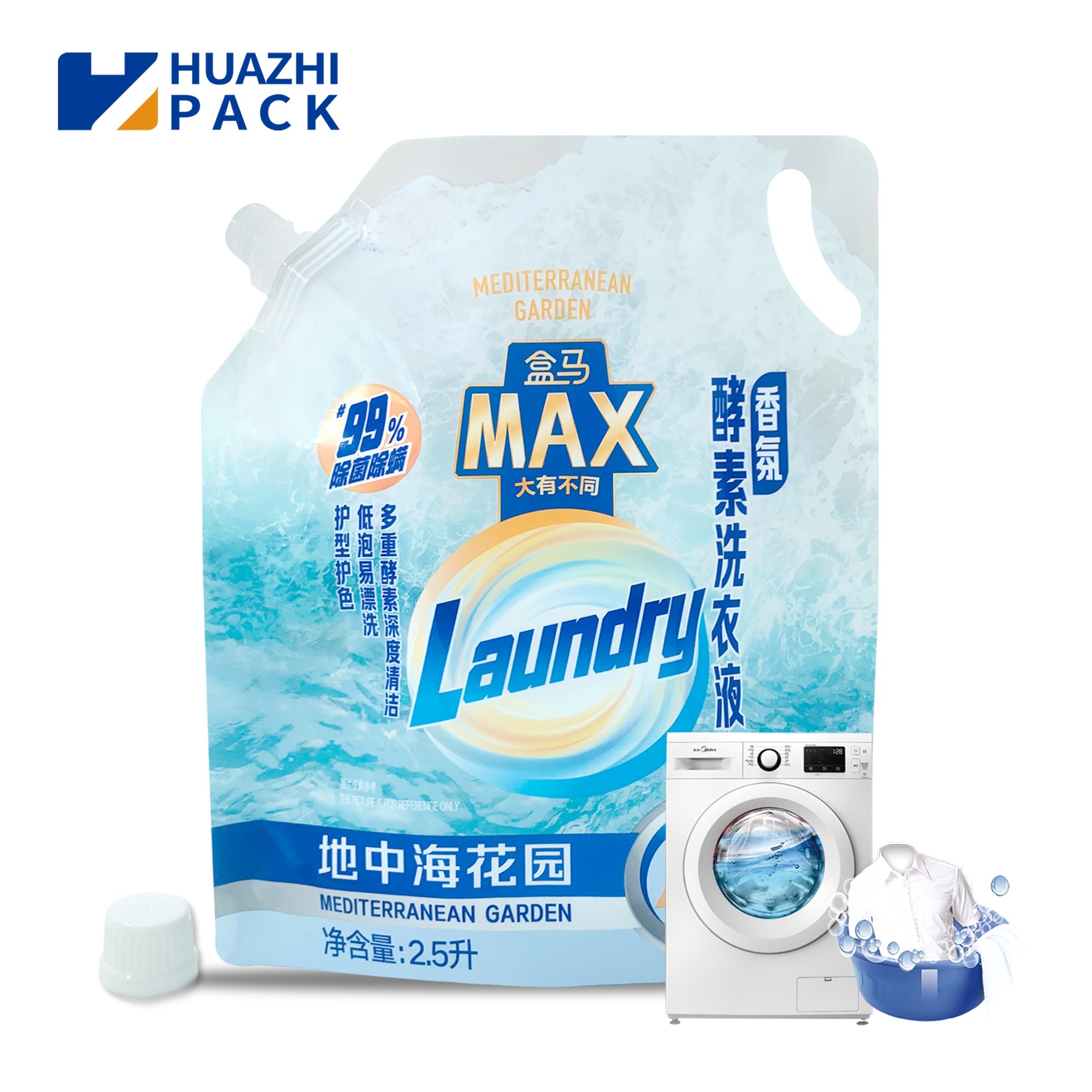 Custom large capacity Laundry Detergent Liquid Clothes Cleaning Liquid Soap Packaging Bag Laminated Plastic Stand Up Spout Pouch