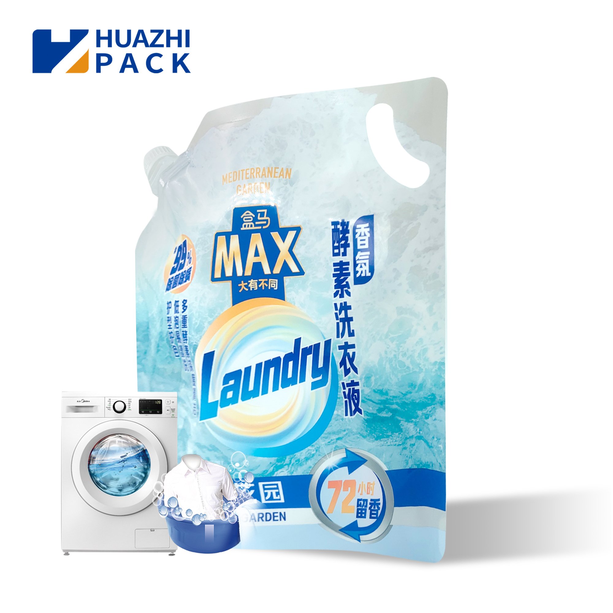 Custom large capacity Laundry Detergent Liquid Clothes Cleaning Liquid Soap Packaging Bag Laminated Plastic Stand Up Spout Pouch