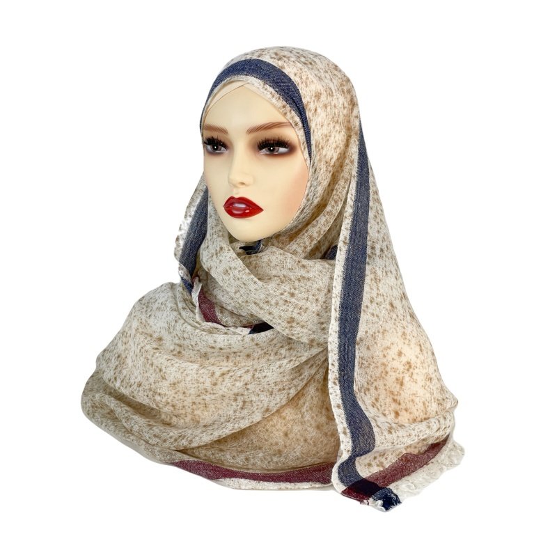 Hot selling dot printed women two colors stripe winter scarf pashmina wool khimar hijab musulman knitted shawl for muslim ladies