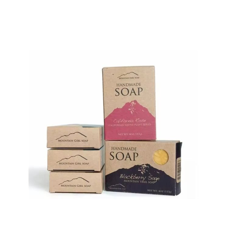 Wholesale custom design recyclable kraft paper gift packaging box soap paper box