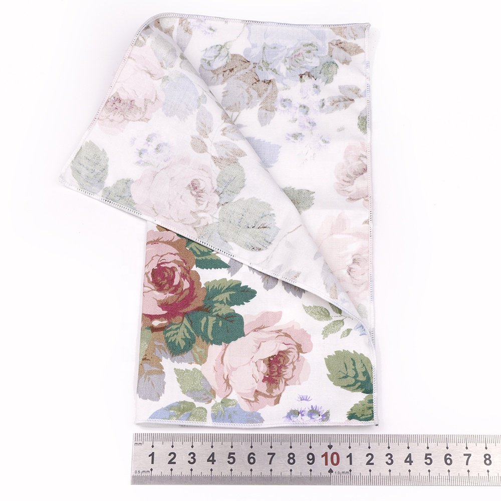 New fashio100% Cotton Floral Handkerchief Hankie 25cm Women Men Wedding Party Daily Suit Pocket Square Gift Tuxedo Tie Accessory