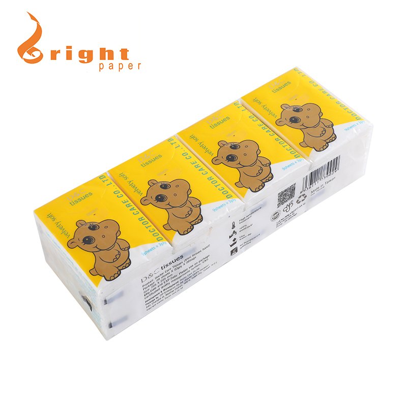 Jiangmen factory mini pack facial tissue handkerchief paper pocket tissue paper with custom logo