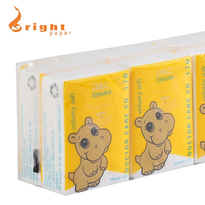Jiangmen factory mini pack facial tissue handkerchief paper pocket tissue paper with custom logo