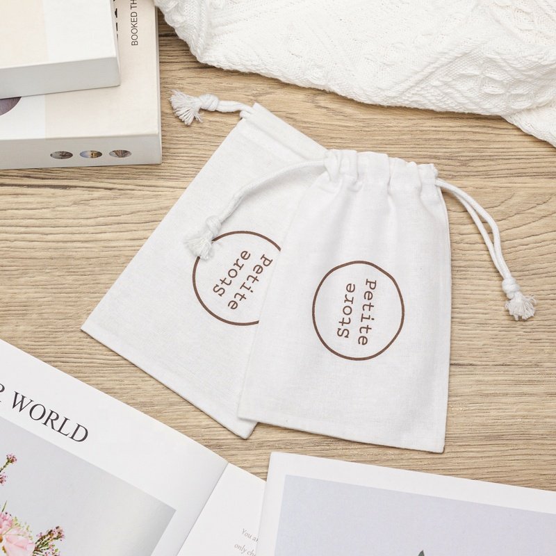Durable Cotton Cosmetic Skin Care Pouch with White Cotton Ropes Customizable Logo Printing for Soap and Gift Giving