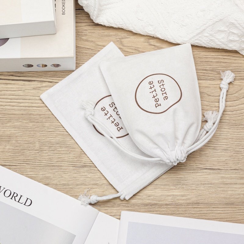Durable Cotton Cosmetic Skin Care Pouch with White Cotton Ropes Customizable Logo Printing for Soap and Gift Giving