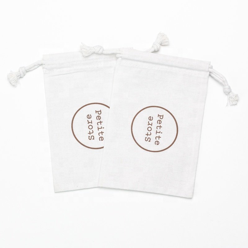 Durable Cotton Cosmetic Skin Care Pouch with White Cotton Ropes Customizable Logo Printing for Soap and Gift Giving