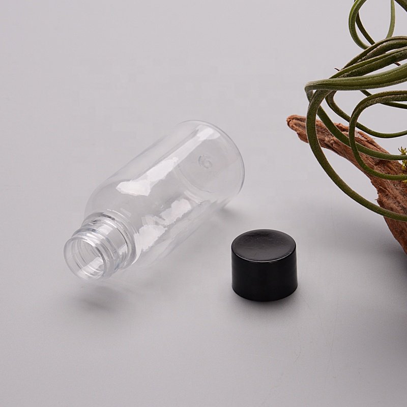 Empty Skin Care Small Clear Travel Plastic Bottles 1oz 30ml 60ml 100ml Cosmo round Body Oil with Gel Cap for Packaging