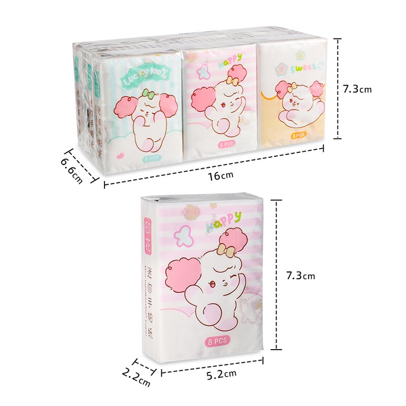Wholesale Price Good Quality Custom Printed Soft Pocket Tissues Colorful Pocket Pack Flexible Handkerchief Paper Easy To Carry