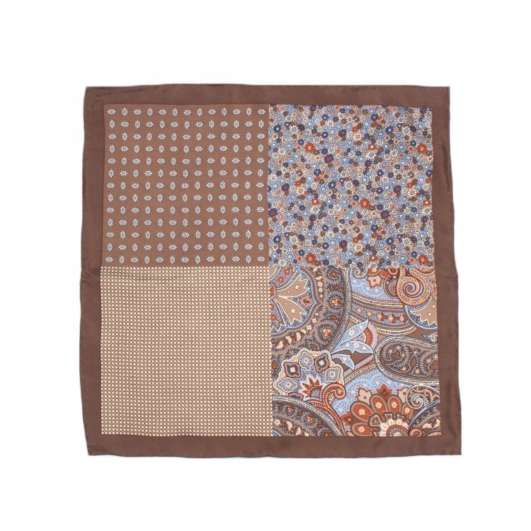 Custom Handkerchief Printing Neck Scarves Rolled Hem Orange Silk Scarf And Pocket Square