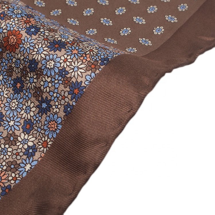 Custom Handkerchief Printing Neck Scarves Rolled Hem Orange Silk Scarf And Pocket Square