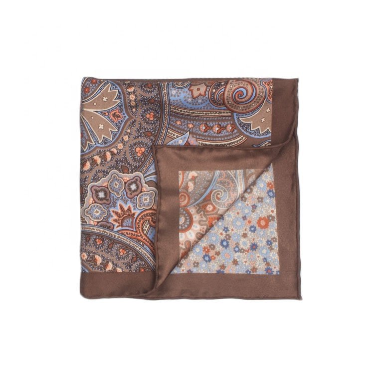 Custom Handkerchief Printing Neck Scarves Rolled Hem Orange Silk Scarf And Pocket Square