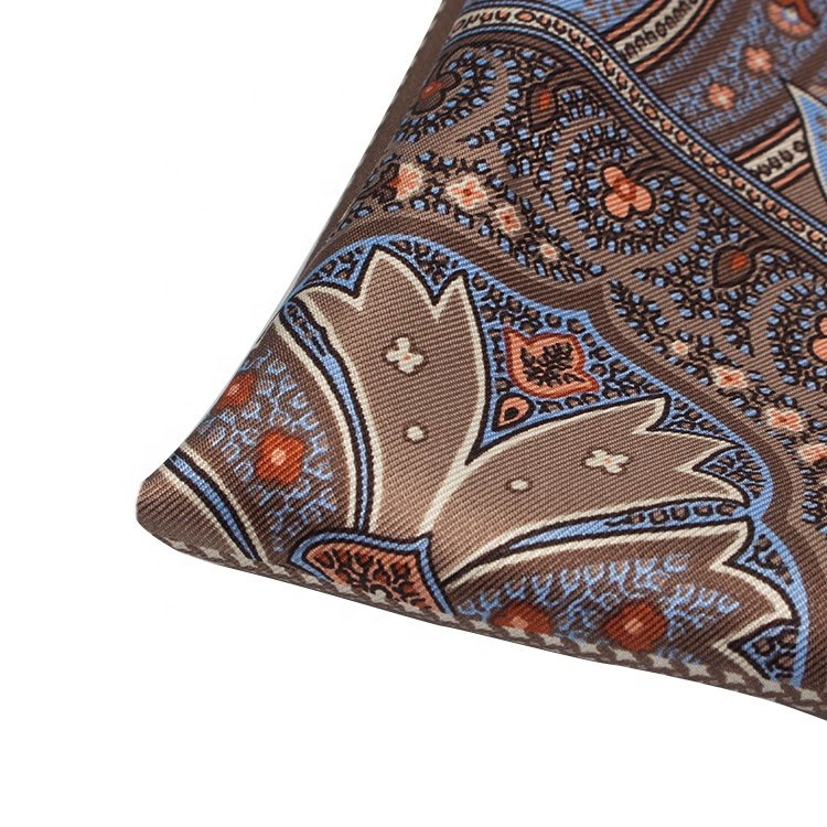 Custom Handkerchief Printing Neck Scarves Rolled Hem Orange Silk Scarf And Pocket Square
