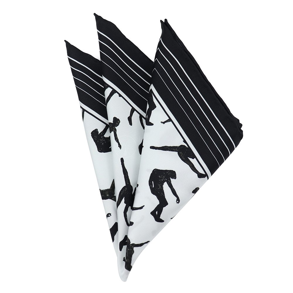 Handmade Black And White Silk Twill Designer Scarf Handkerchief Set Custom Printed Scarves Manufacturers