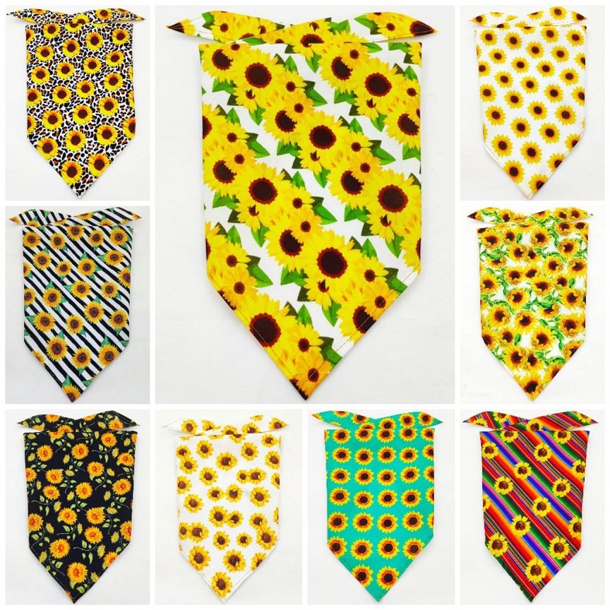 Dog Bandana Fall Sunflower Pet Scarf Handkerchief Bibs Pet Dog Supplies Custom Pet Bandana