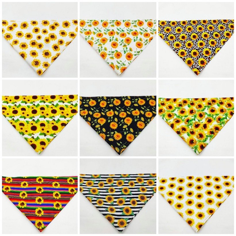 Dog Bandana Fall Sunflower Pet Scarf Handkerchief Bibs Pet Dog Supplies Custom Pet Bandana