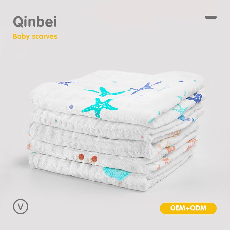Wholesale the saliva gauze towel 100% Cotton Muslin Custom Printed handkerchief for baby muslin squares handkerchief