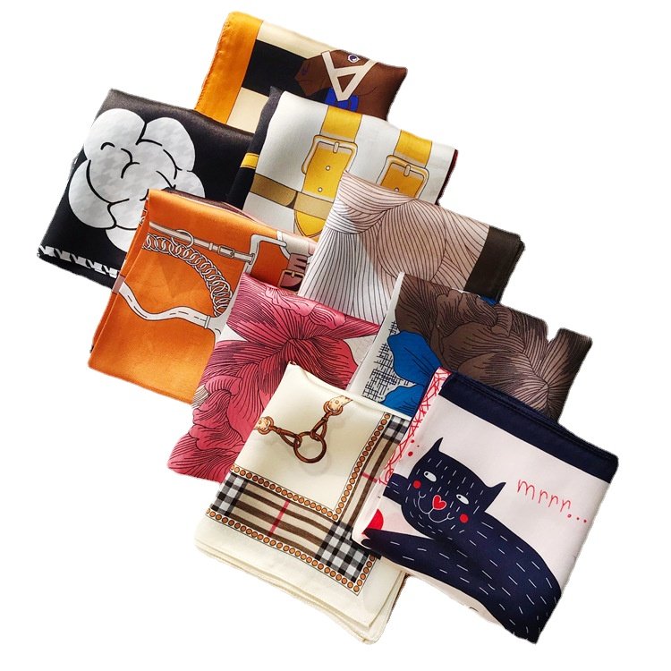Scarf Manufacturer Wholesale Jingpin Silk Scarf Spring Designer New Square lady neck scarf ladies handkerchief
