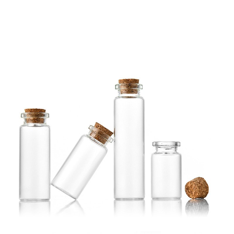 small 22mm diameter decorative gift tube-type bottle mini drift bottle clear glass wishing bottle/vials with cork lid