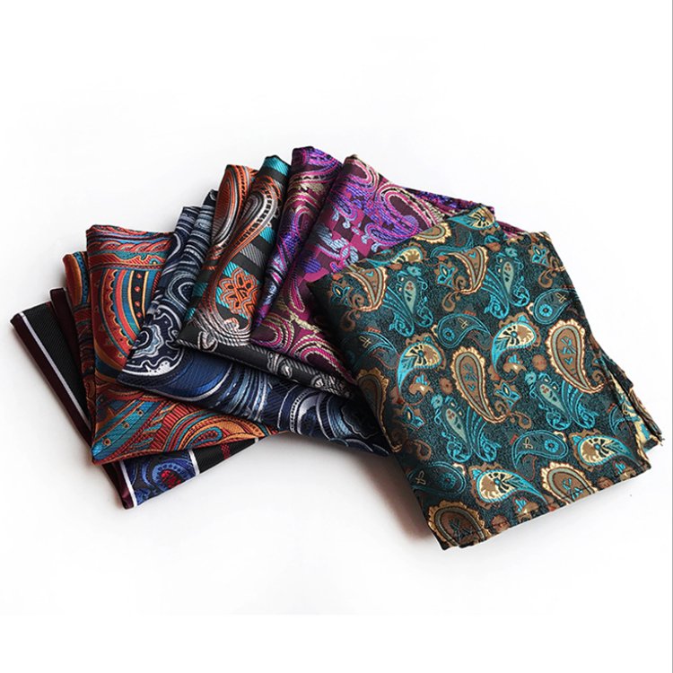 Paisley Handkerchief Custom Print Jacquard Woven Pocket Squares For Men Soft Handkerchief For Men