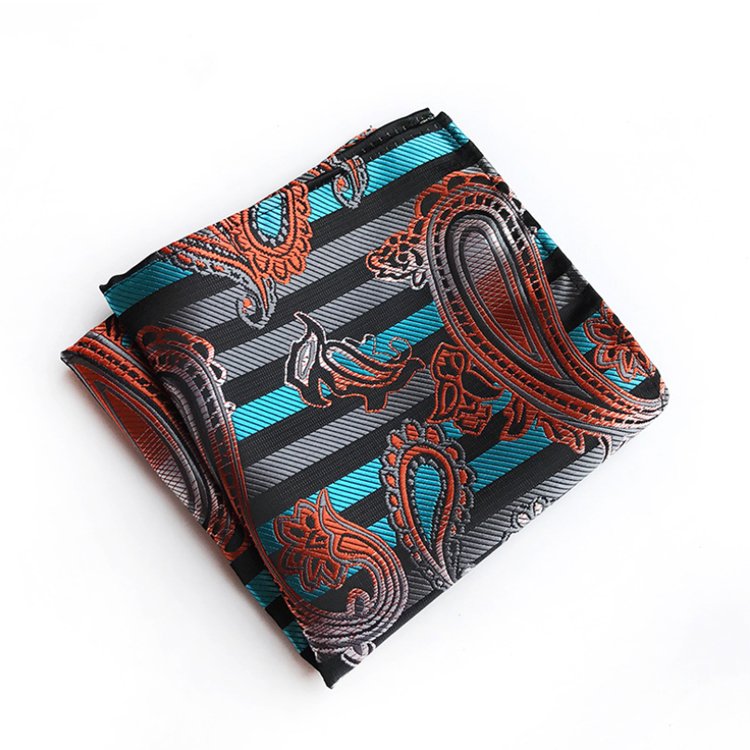 Paisley Handkerchief Custom Print Jacquard Woven Pocket Squares For Men Soft Handkerchief For Men
