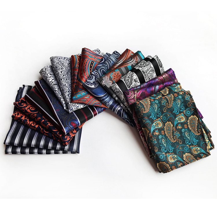 Paisley Handkerchief Custom Print Jacquard Woven Pocket Squares For Men Soft Handkerchief For Men