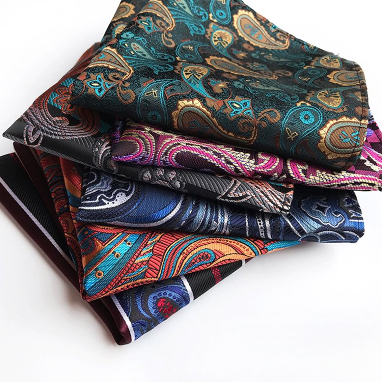 Paisley Handkerchief Custom Print Jacquard Woven Pocket Squares For Men Soft Handkerchief For Men