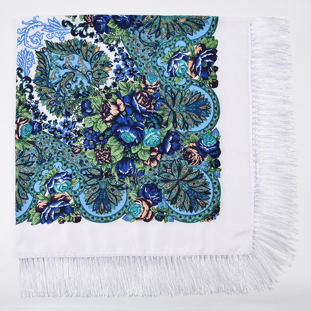 Russian Scarf Big Shawl Fringed Handkerchief Blanket Square National Women Ethnic Retro Style Floral Ladies Head Wrap 155cm