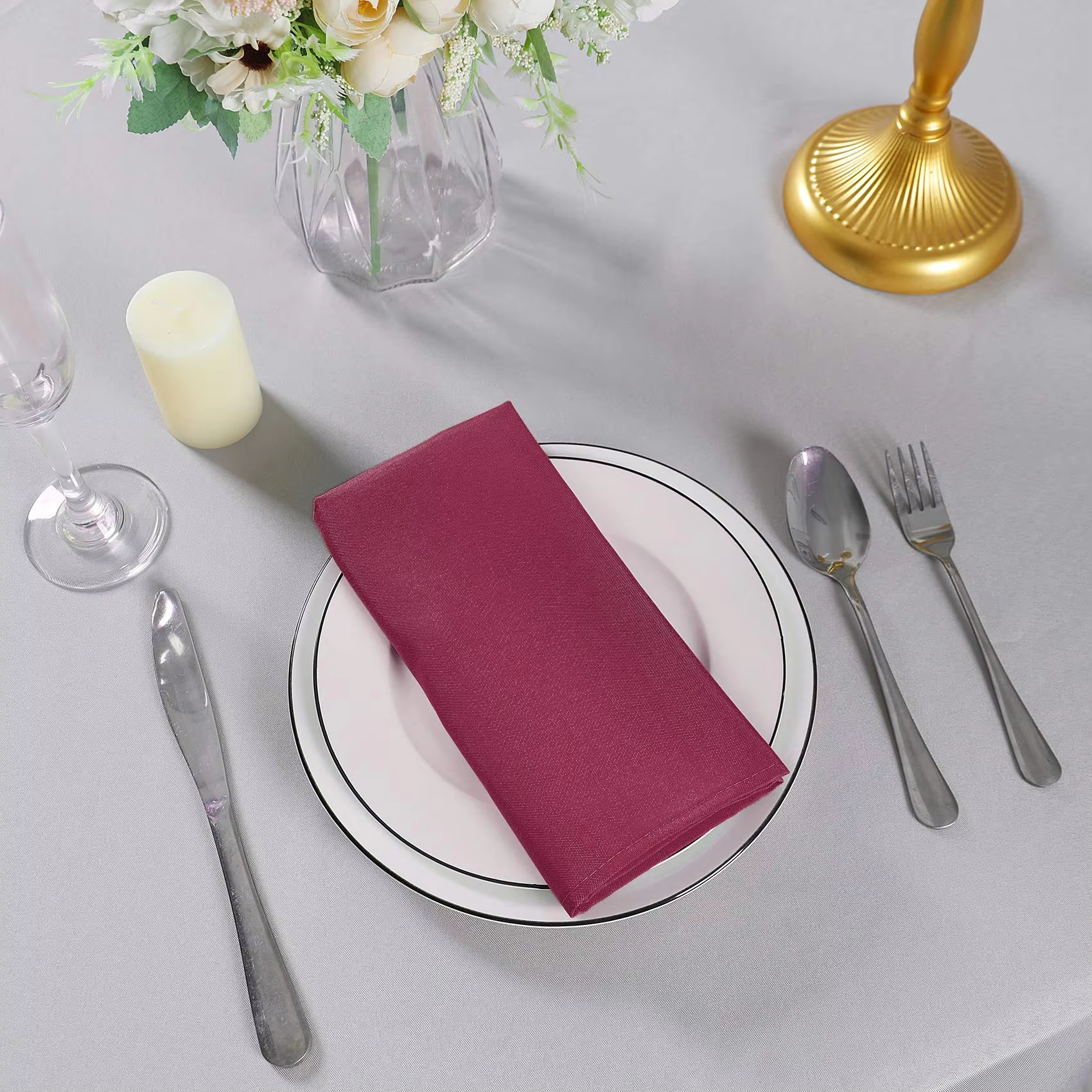 20 Inches Soft Handkerchief Reusable Stain-Resistant Personalized Napkin Wedding Luxury Decoration Red Dinner Napkins