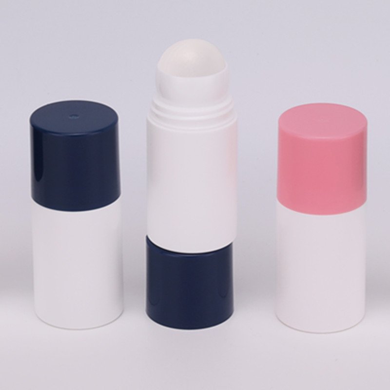 Plastic Colorful deodorant container 50ml roll on bottle with plastic roller ball