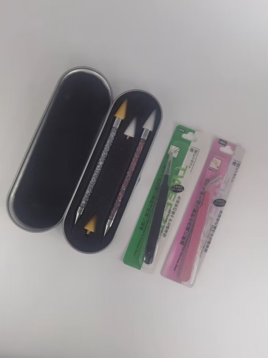 6pcs Double Head Acrylic Rhinestone Picker Nail Art Dotting Wax Pencil Pen Plastic Brush Material for Nail Polish Packaged Box