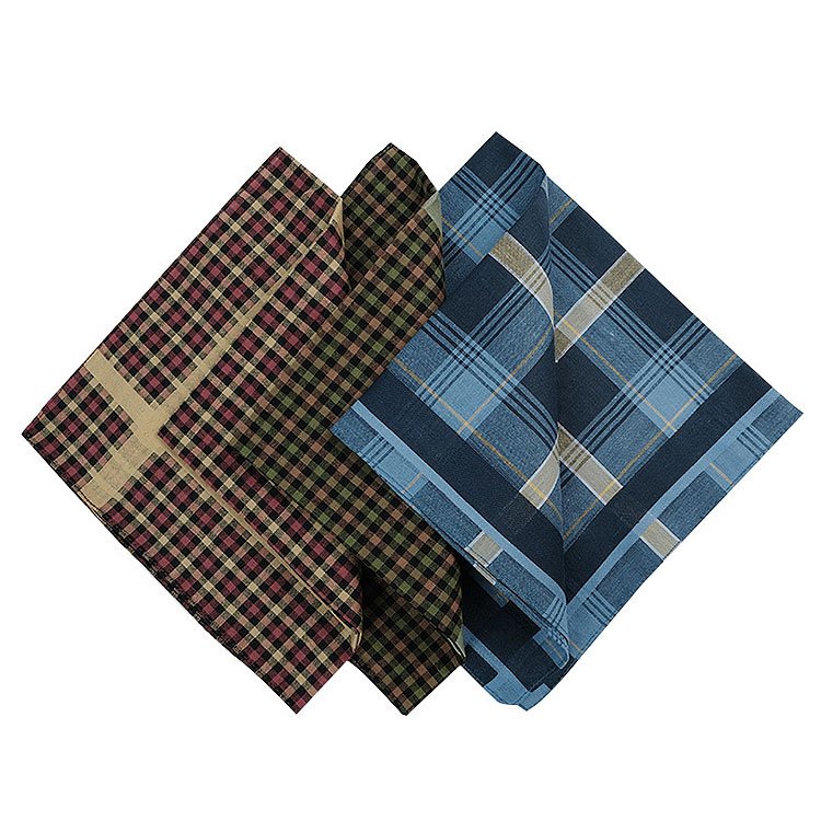 40cm Fashion Plaid Soft Women Mens Hanky Pocket Square Scarf Tartan Cotton Handkerchief