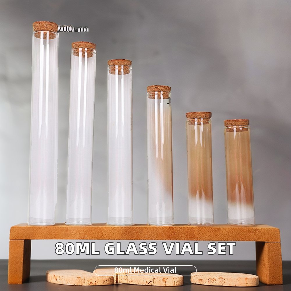 Cosmetic Packaging Medical Borosilicate Glass Vial Cork Lids 30ml Volume Diapers Tampons Acid Etched Kitchen Glass Jars Bottle