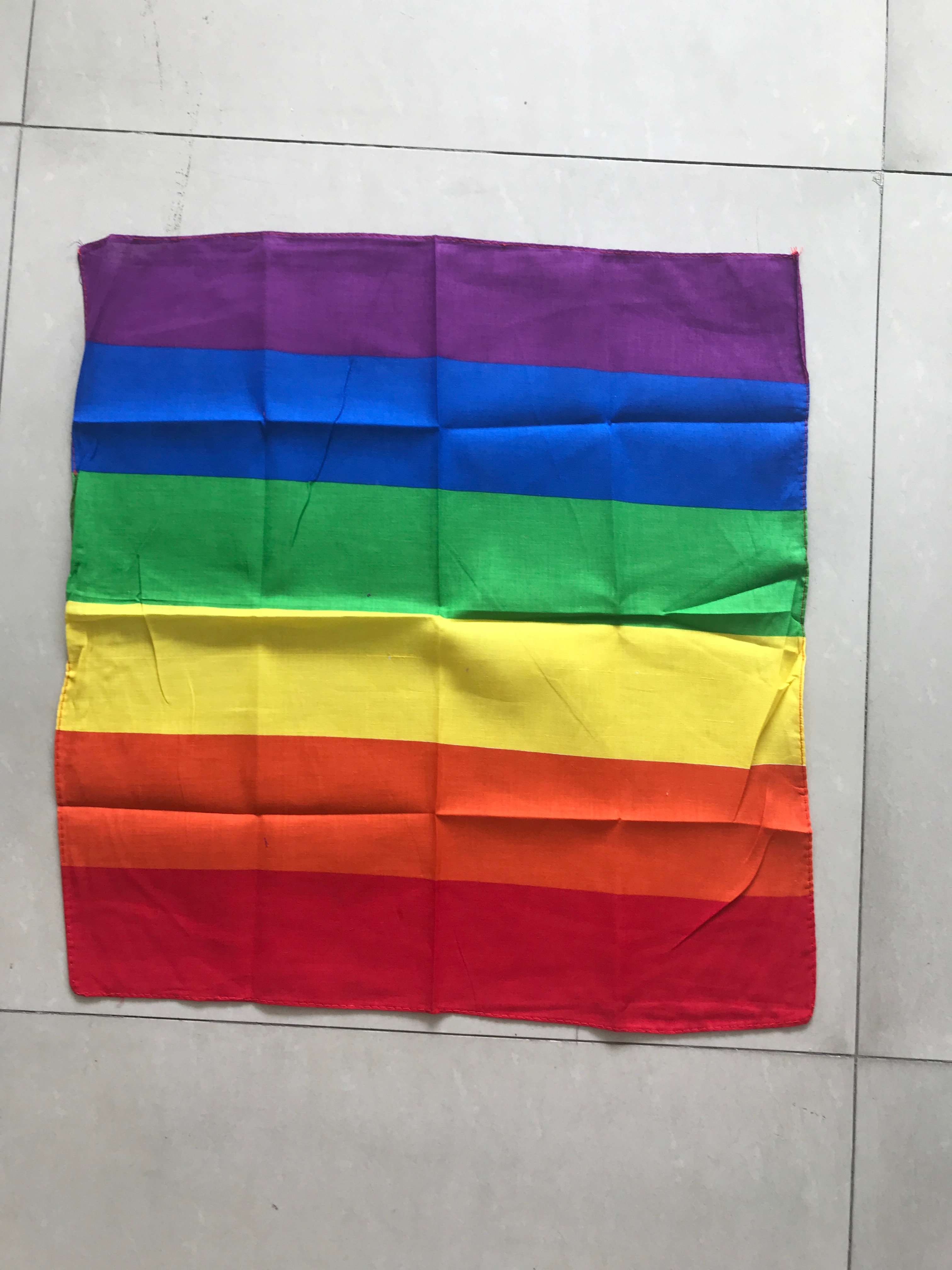 cheap stock 22*22" thin lines gay pride rainbow square bandana Handkerchiefs Multipurpose Head Wrap Scarf